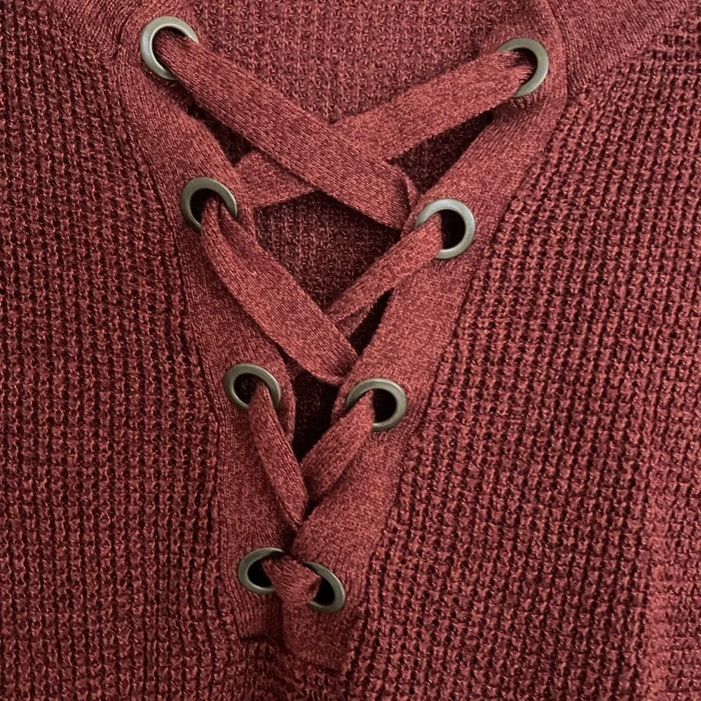 American Eagle Women's Lace-Up Sweater - Rust‎ size small